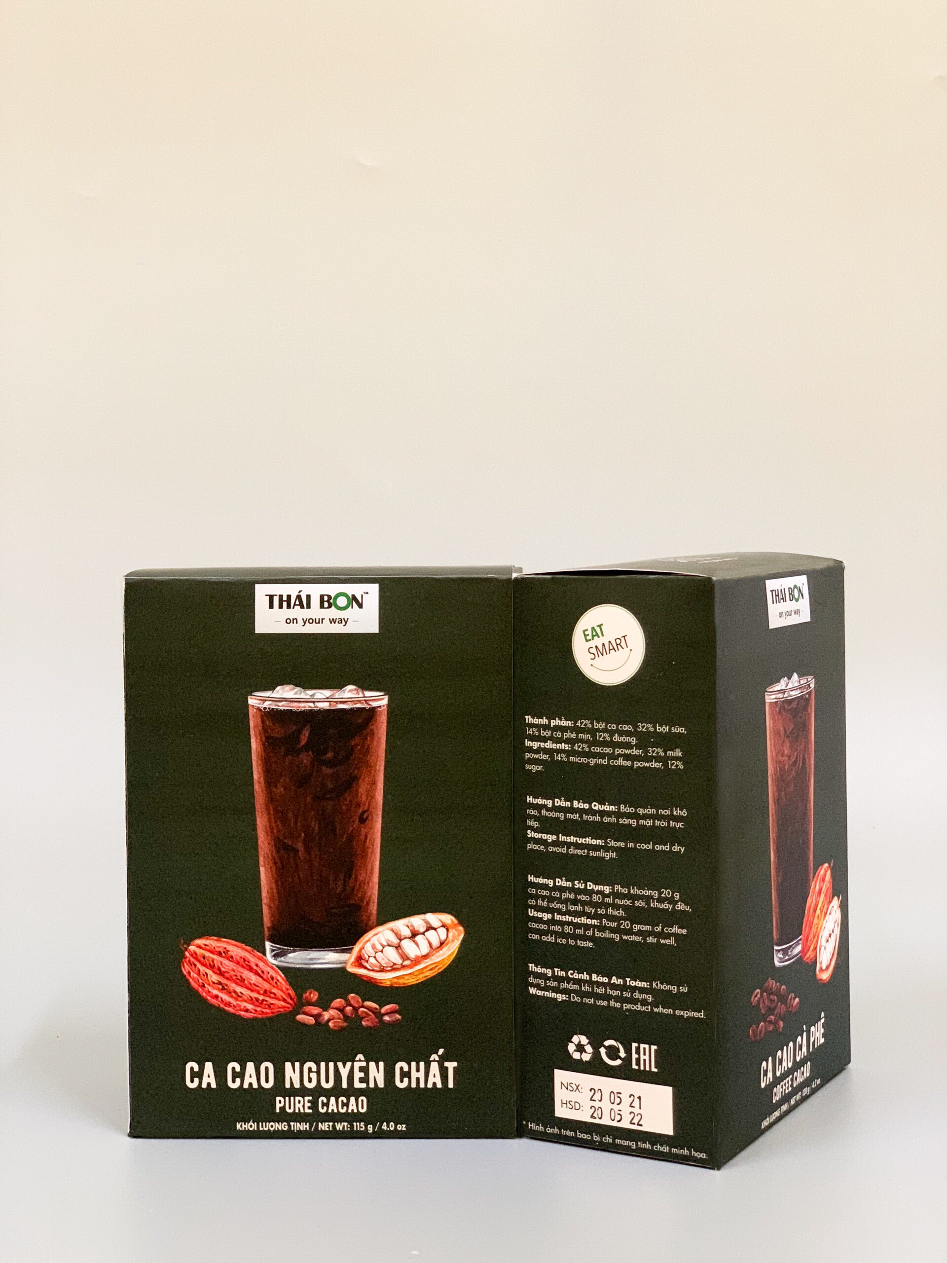 Ca cao nguyên chất Thái Bon hộp 115g - Bột Cacao Thái Bon
