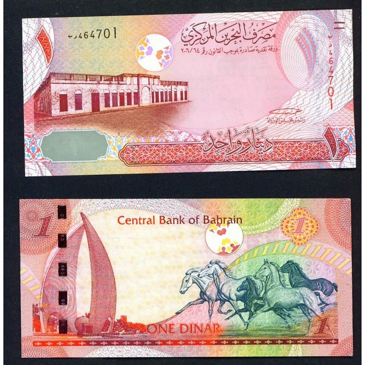Tờ tiền hình con ngựa tuyệt đẹp của Bahrain 1 Dinar , tiền mã đáo thành công - mới 100% UNC