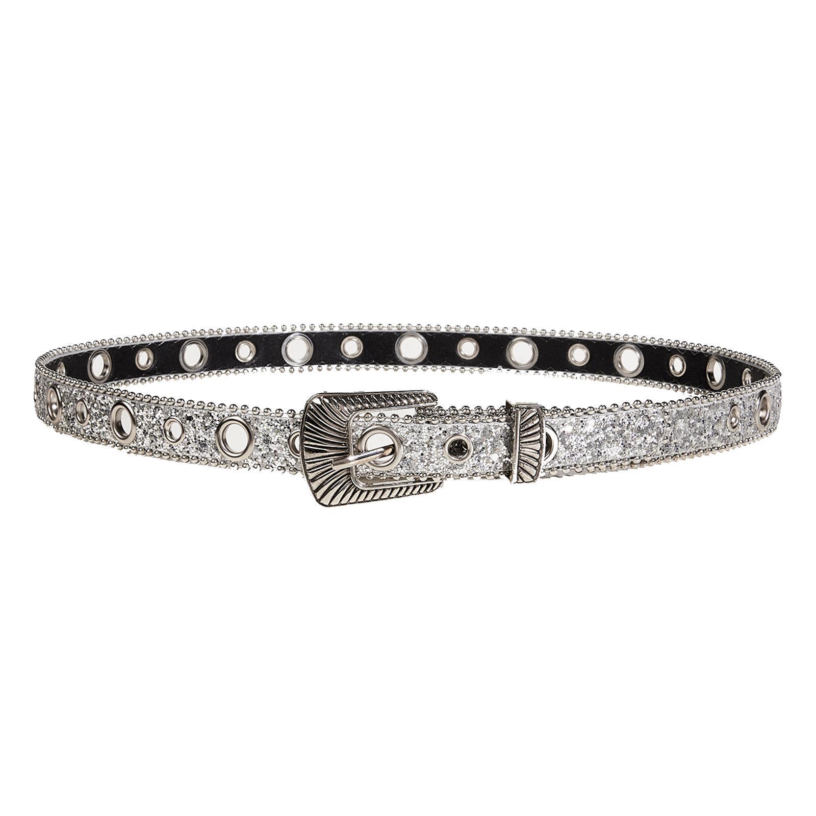 Women PU Leather Waist Belt, Skinny Belt Costume Accessories Casual Sequins Decoration Fashion Belt Pin Buckle Waist Band for Pants, Corset