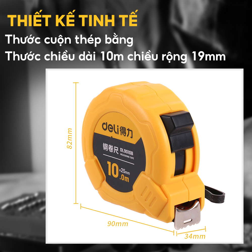 Thước cuộn thép cao cấp 10mx25m Deli DL9010B