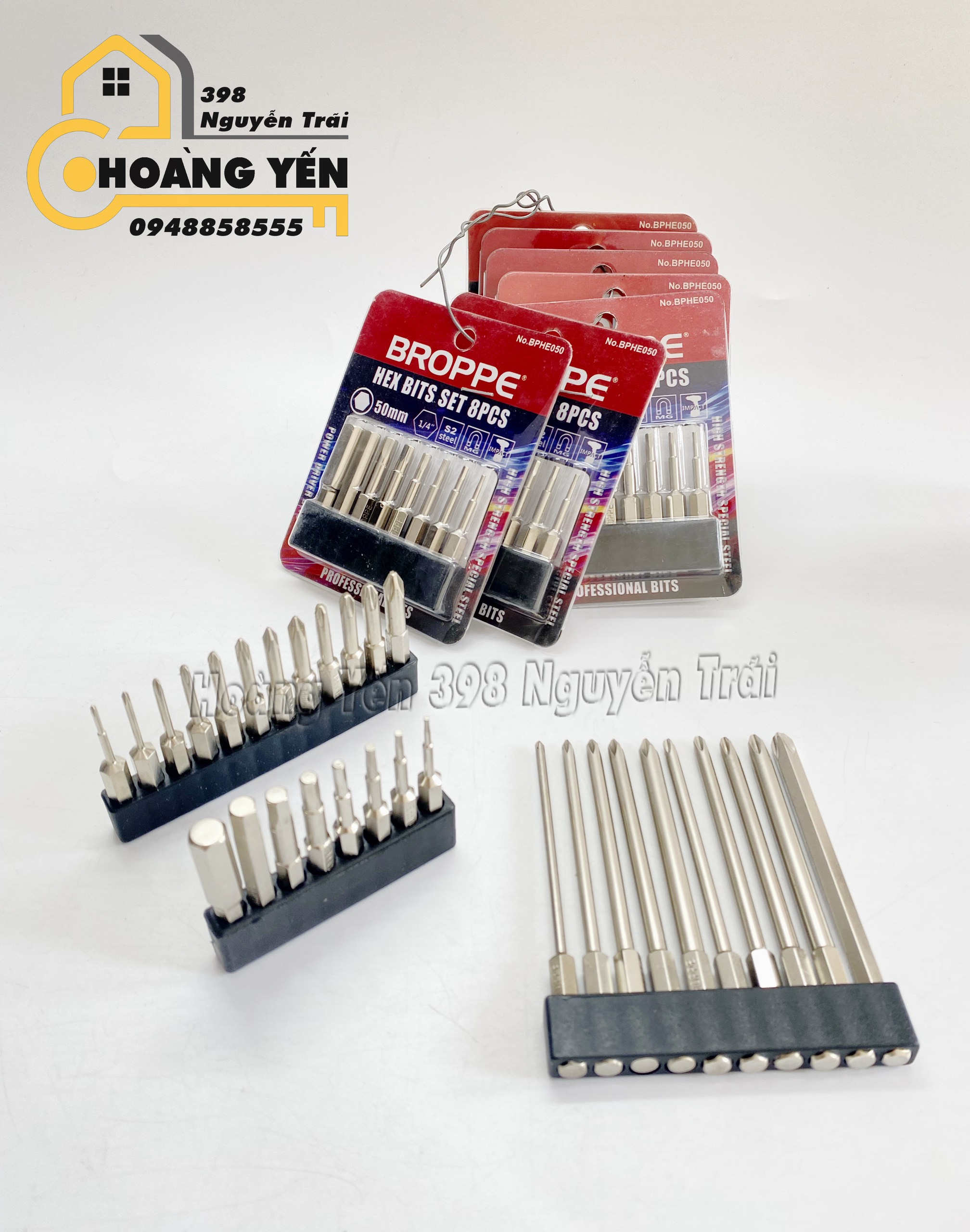 Bộ mũi vít đầu lục giác 8/10/12 chi tiết thương hiệu BROPPE dài 50mm-100mm chất liệu thép S2 siêu cứng chống gỉ sét