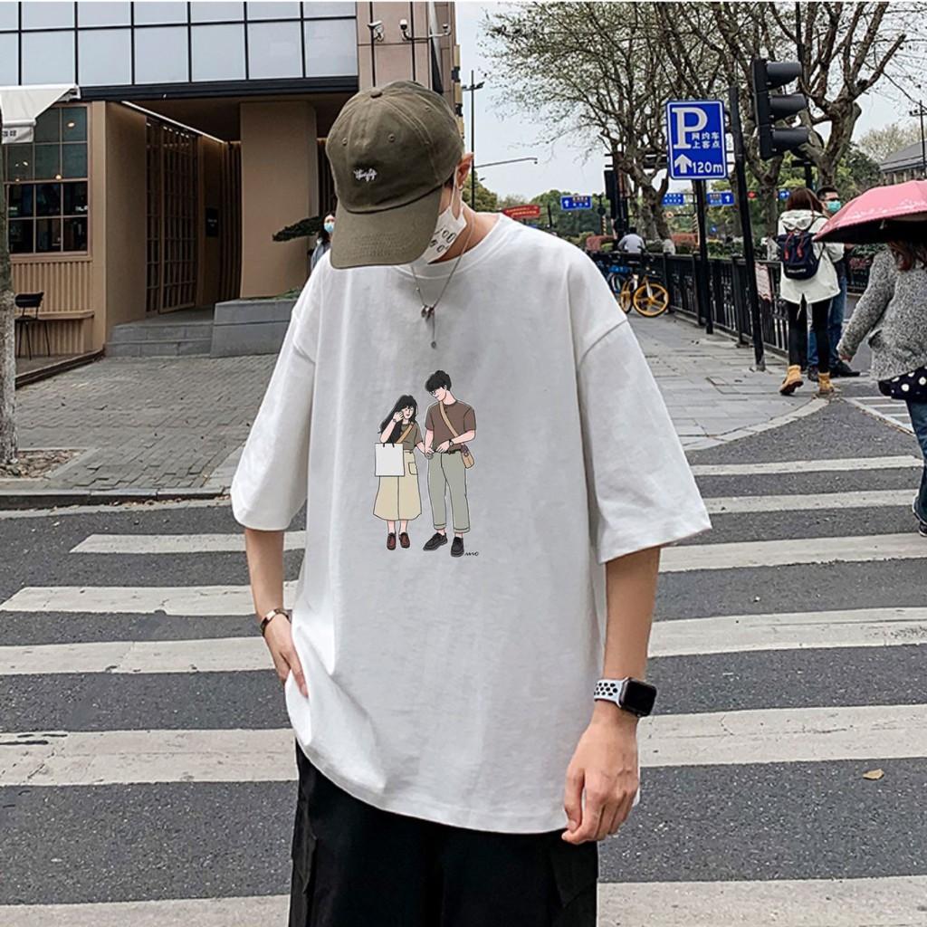 Áo thun tay lỡ Couple Nắm Tay phông Unisex nam nữ tee oversize form rộng pull Ulzzang Streetwear Hàn Quốc vải mềm