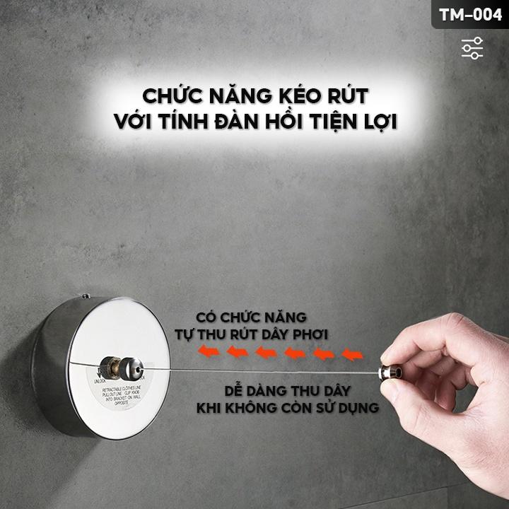 Bộ Dây Phơi Đồ Thu Rút Tiện Lợi Bắt Tường Chất Liệu Inox 304 TM-004