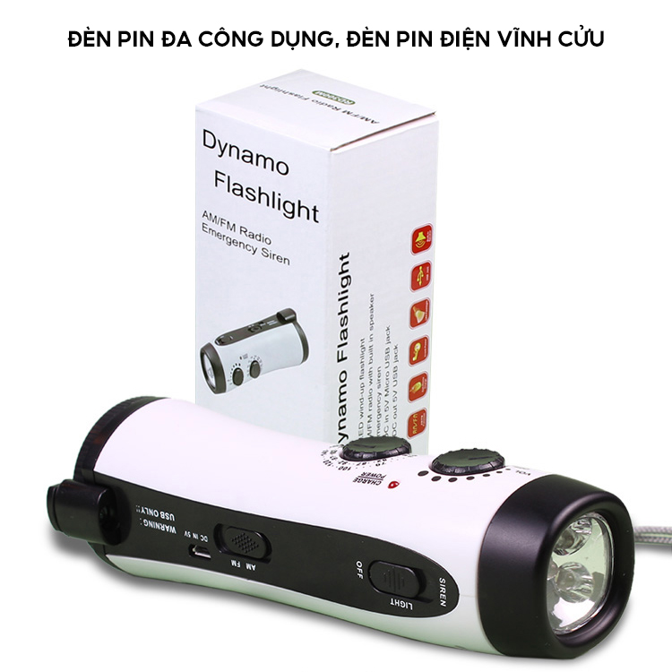 Đèn Pin Nghe Đài Radio Cầm Tay Có Trục Quay Phát Điện Vĩnh Cửu  Nhỏ Gọn Thích Hợp Đi Rừng Dã Ngoại