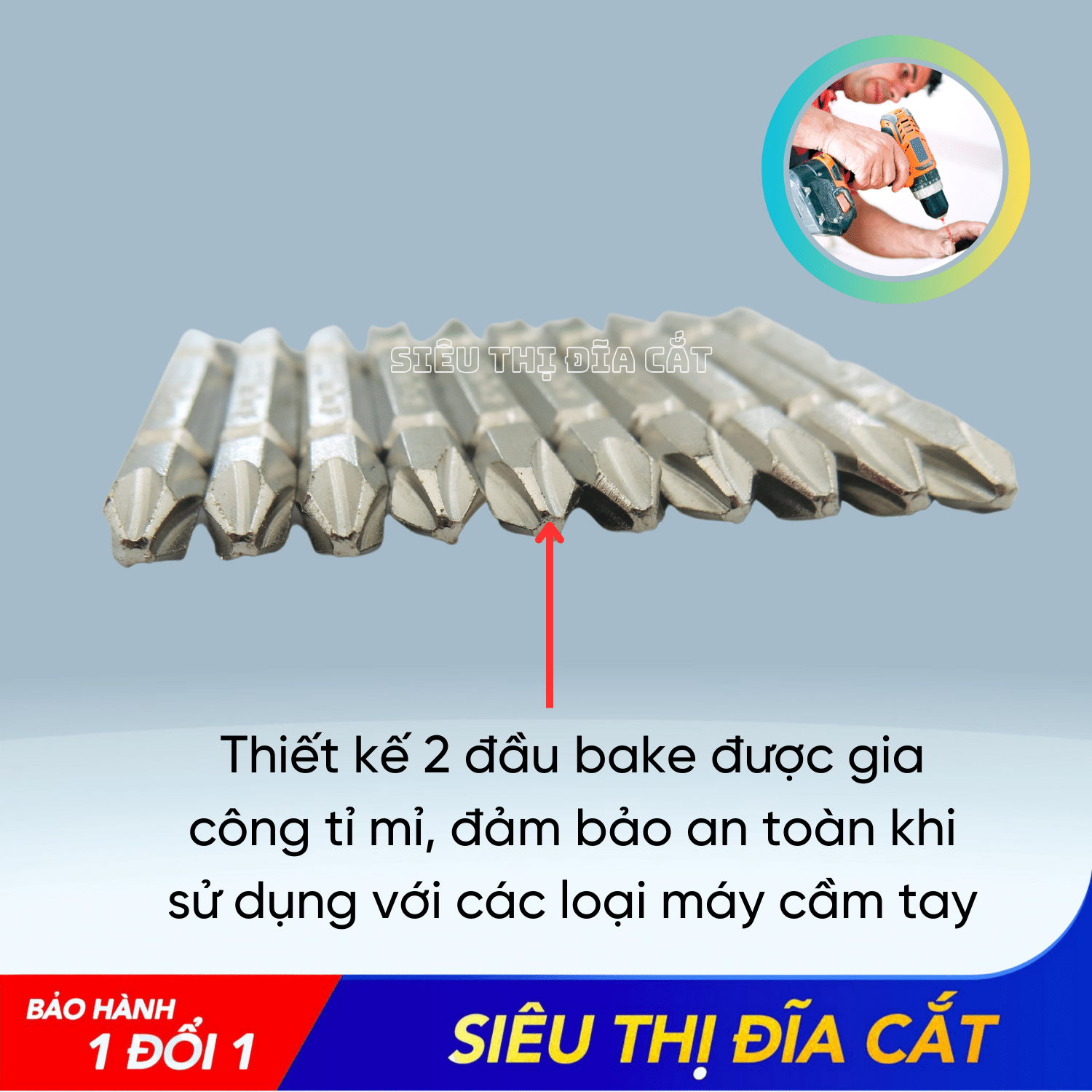 Đầu Vặn Vít (2 Đầu Bake) Cao Cấp KingTom Dài 110mm - Lực Hít Cực Mạnh (Hộp 10 Mũi)