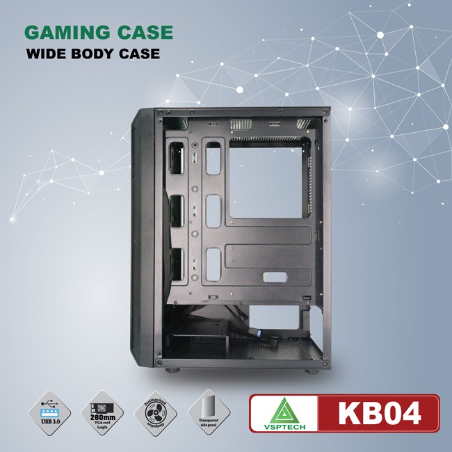 Thùng máy tính Case VSP CA KB04 1 mặt kính cường lực - Hàng nhập khẩu