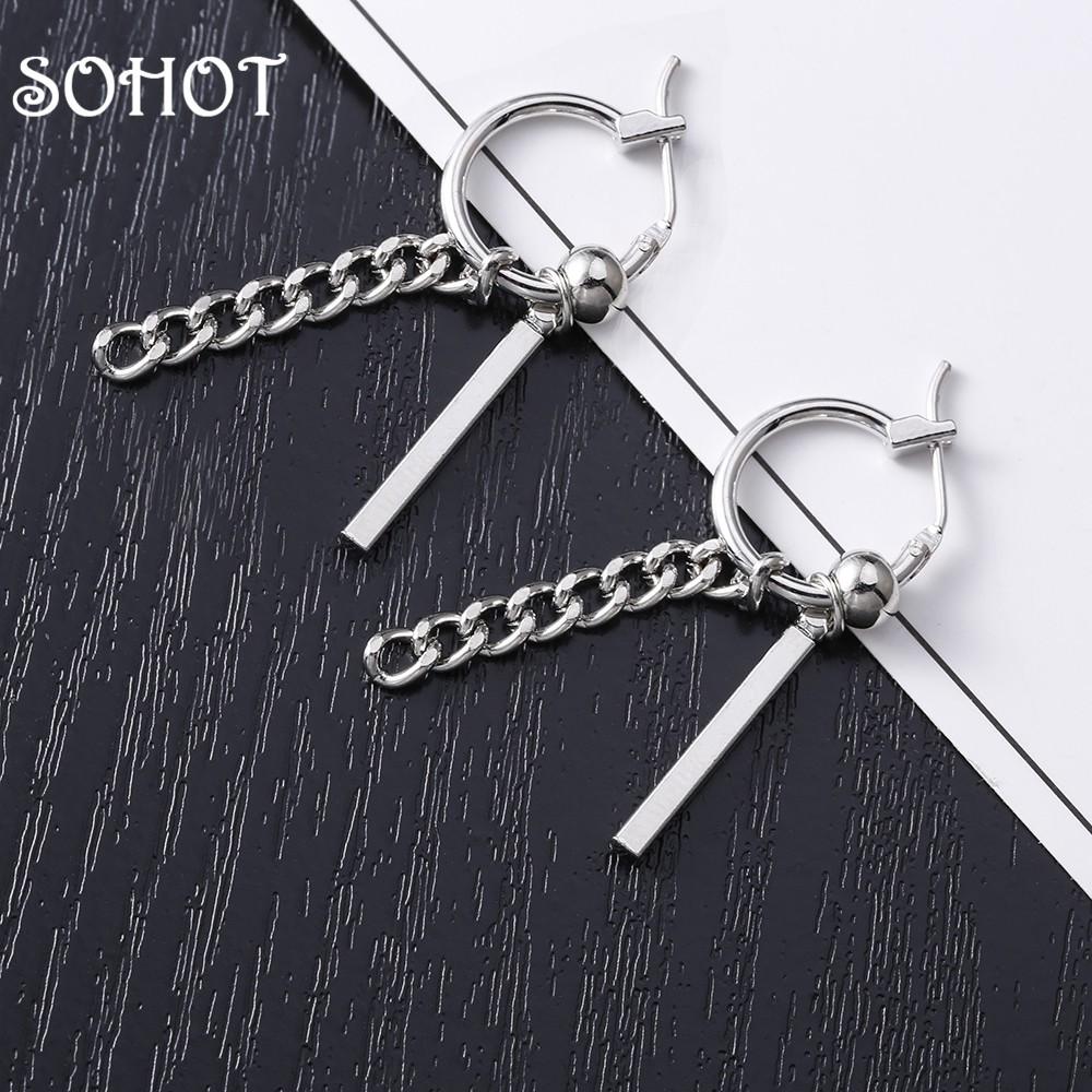 Bông Tai Khuyên Tai Thanh dây Xích Unisex