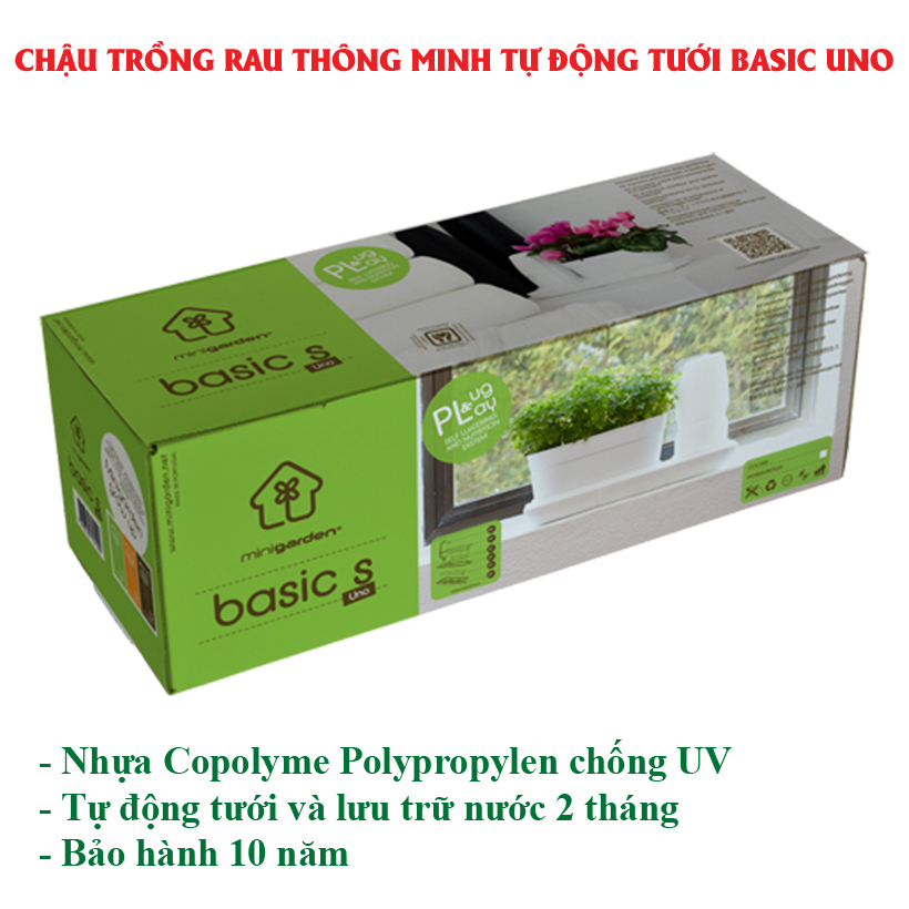 CHẬU TRỒNG RAU THÔNG MINH TỰ ĐỘNG TƯỚI BASIC UNO, TƯỚI NƯỚC TỰ ĐỘNG TRONG 2 THÁNG, SỬ DỤNG 10 NĂM