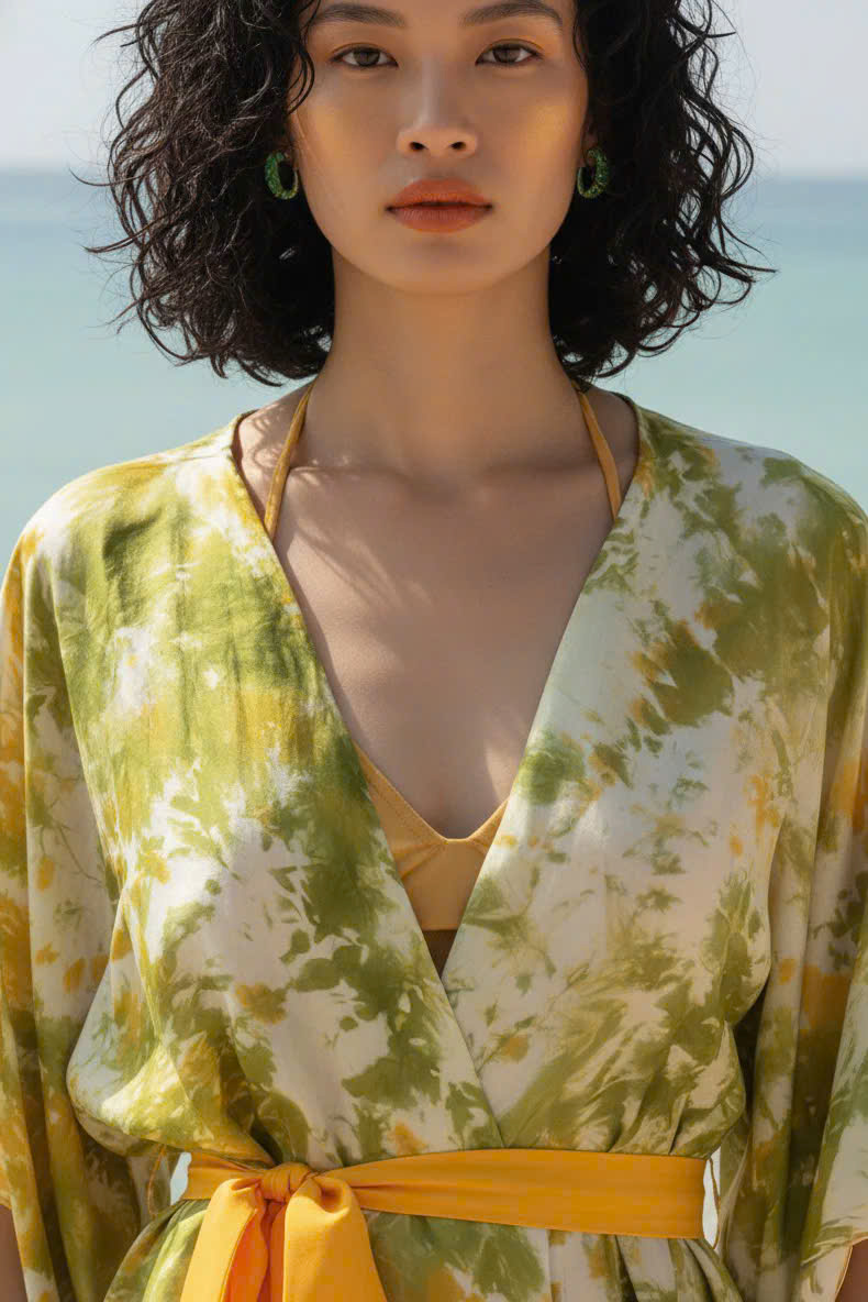 Áo Khoác Kimono Lụa Tơ Tằm Loang Màu Vân Kim Top247 Thời trang thiết kế Hity