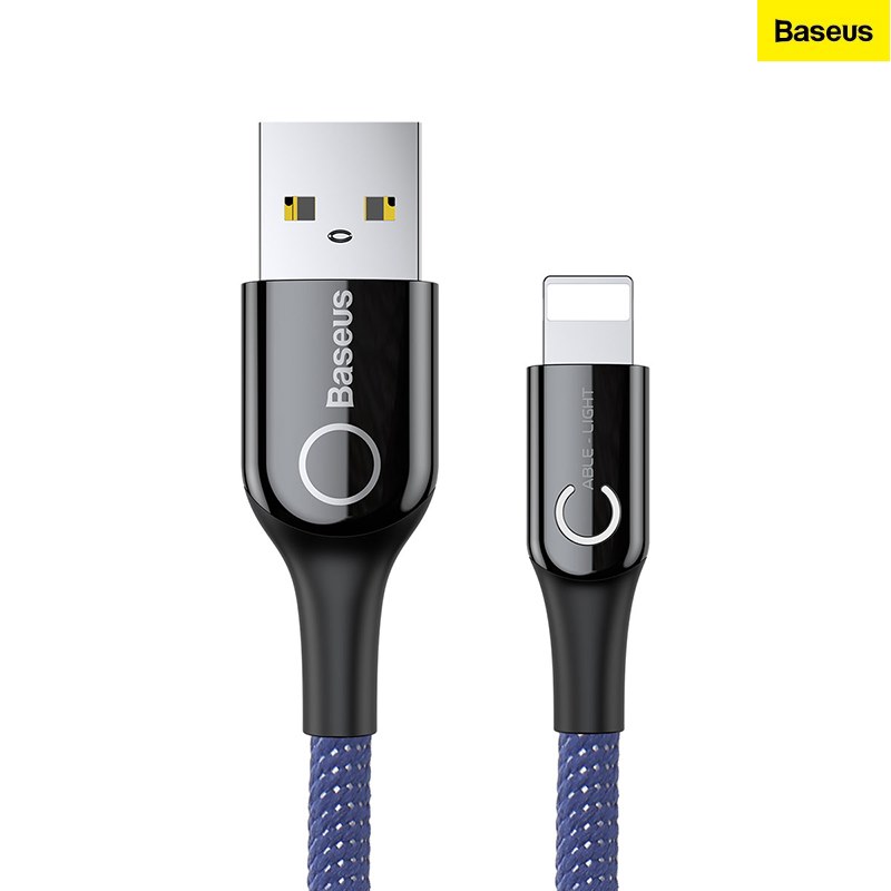 Cáp sạc iPhone Baseus C-shaped Light Intelligent power-off Cable Blue CALCD-03 - Hàng chính hãng