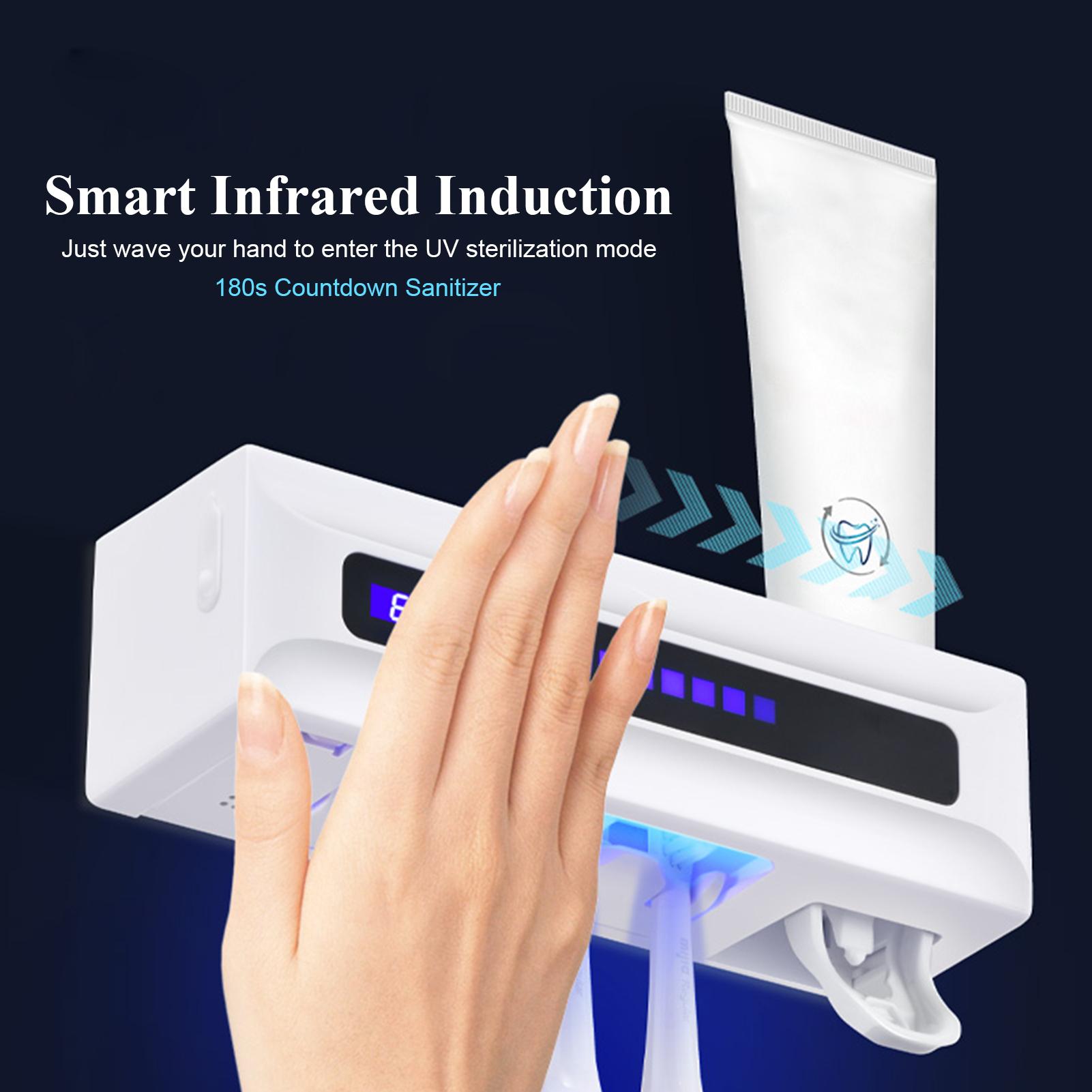 Giá đỡ bàn chải đánh răng có tính năng làm sạch bằng tia UV,, tiêu diệt đến 99,9% vi khuẩn có hại