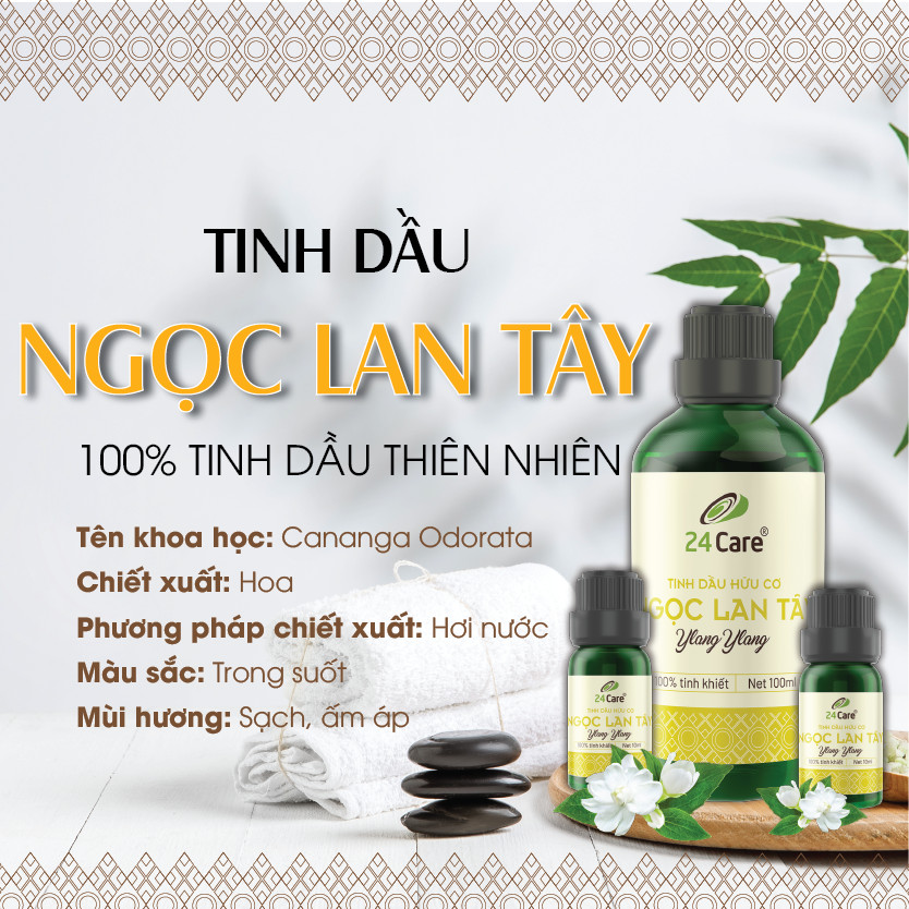 Tinh dầu Ngọc Lan Tây 24Care 10ML - Chiết xuất thiên nhiên, thanh lọc không khí, tập trung tinh thần, cải thiện tâm trạng.