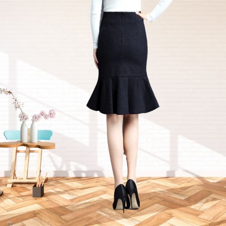 Chân Váy Nữ New Design Thiết Kế Dáng Váy Đuôi Cá Ôm Body Quyến Rủ Dài Qua Gối, Chất Vải Co Giãn Tốt CV0067