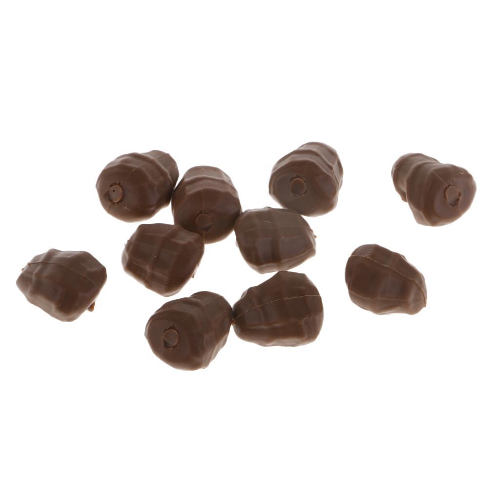 10pcs Fishing Baits Pop Up Tiger Nuts Imitation Bait For Carp Fishing Brown