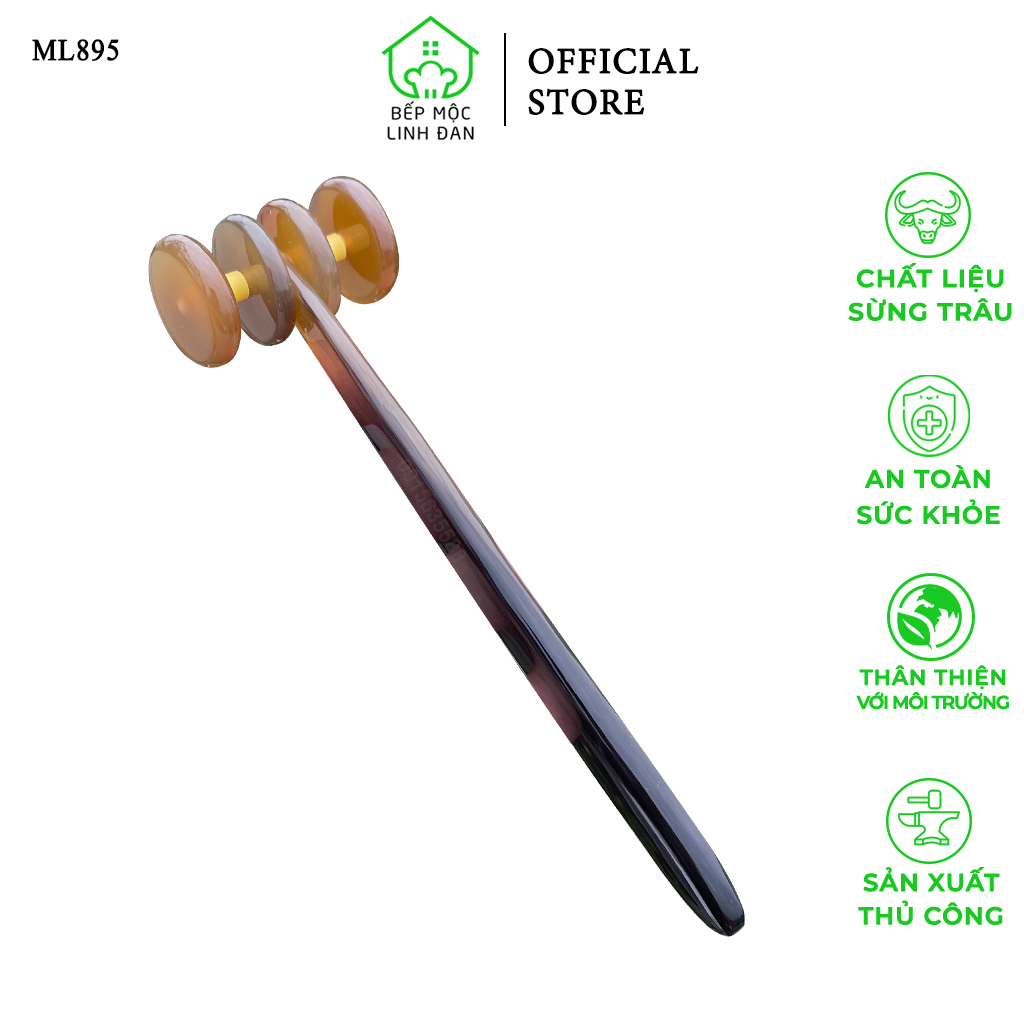 Cây Lăn 4 Bánh Massage Bằng Sừng - Giúp Làm Mịn Da &amp; Lưu Thông Khí Huyết [ML895]