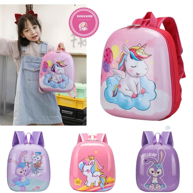 Balo đi học mẫu giáo mầm non, balo trứng chống nước cho bé trai bé gái Ngựa Pony, Thỏ tím Xu Xu Kids