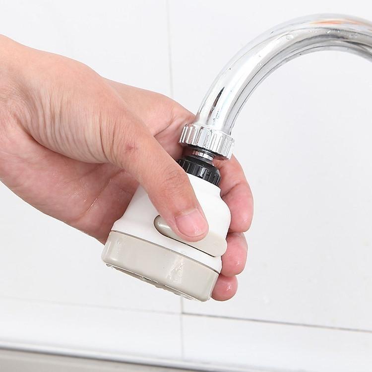 Đầu Vòi Tăng Áp Điều Hướng 360 Độ 3 Chế Độ Chảy Kèm 02 Móc Treo Dán Tường Cao Cấp - Hàng Chất Lượng