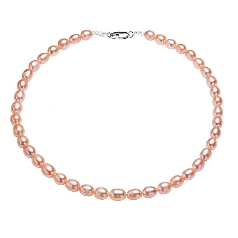 Chuỗi Đeo Cổ Ngọc Trai Thật Nước Ngọt Hạt Gạo 8ly, Khóa Bạc 925 - Trường Thịnh Ngọc Trai