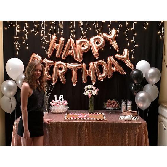 Bộ bóng chữ happy birthday kèm 10 vỏ bóng bơm và băng dính chuyên dụng