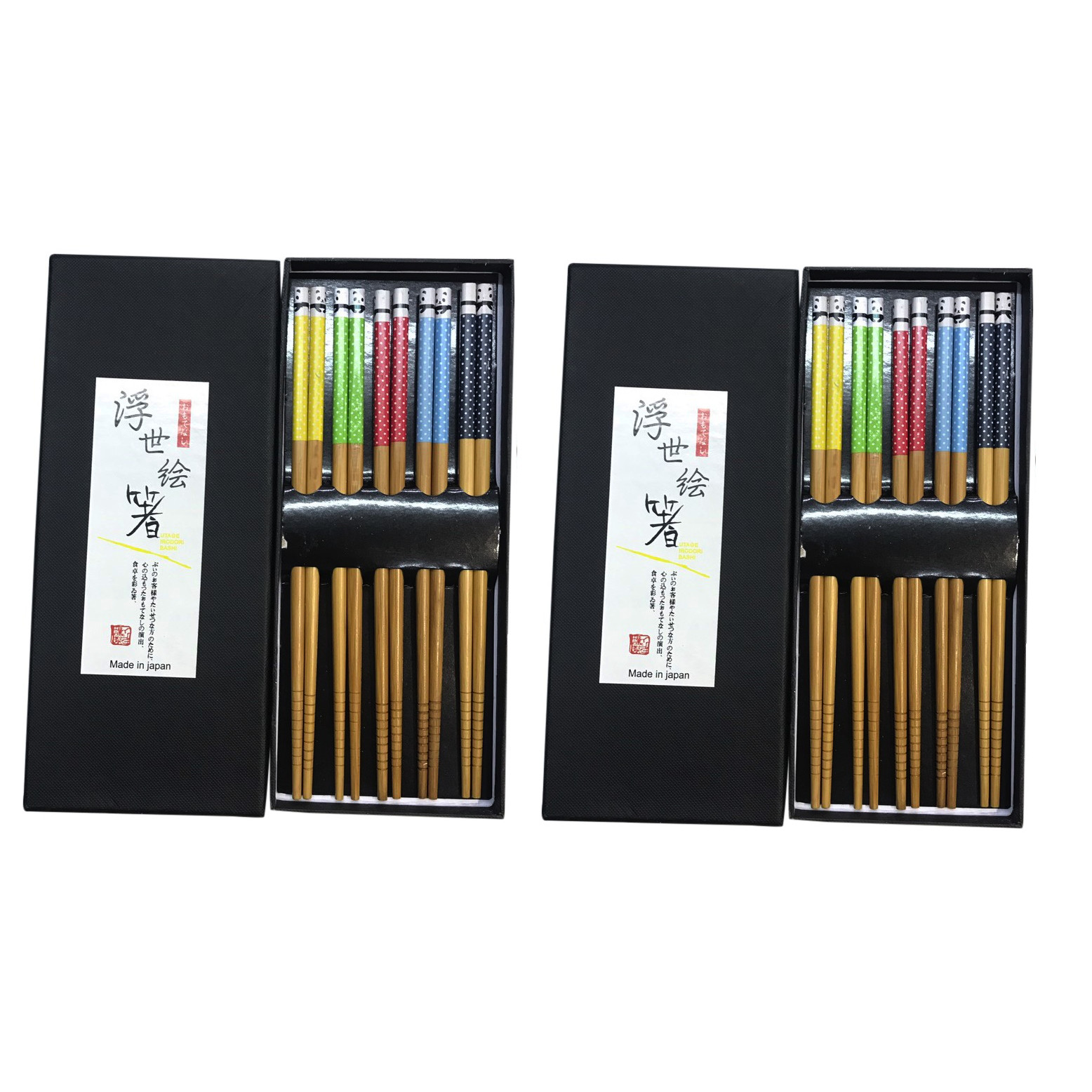 Combo 02 Set đũa tre Tanaka in họa tiết hoa văn tinh xảo - Nội địa Nhật Bản (Set 05 đôi)
