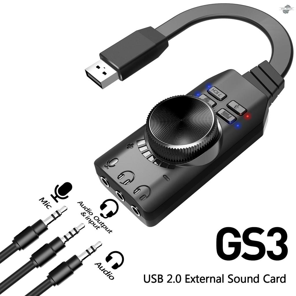 Thẻ Âm Thanh Ngoài Gs3 Usb 2.0 7.1 Kênh Điều Khiển Âm Lượng Micro Cho Laptop Pc