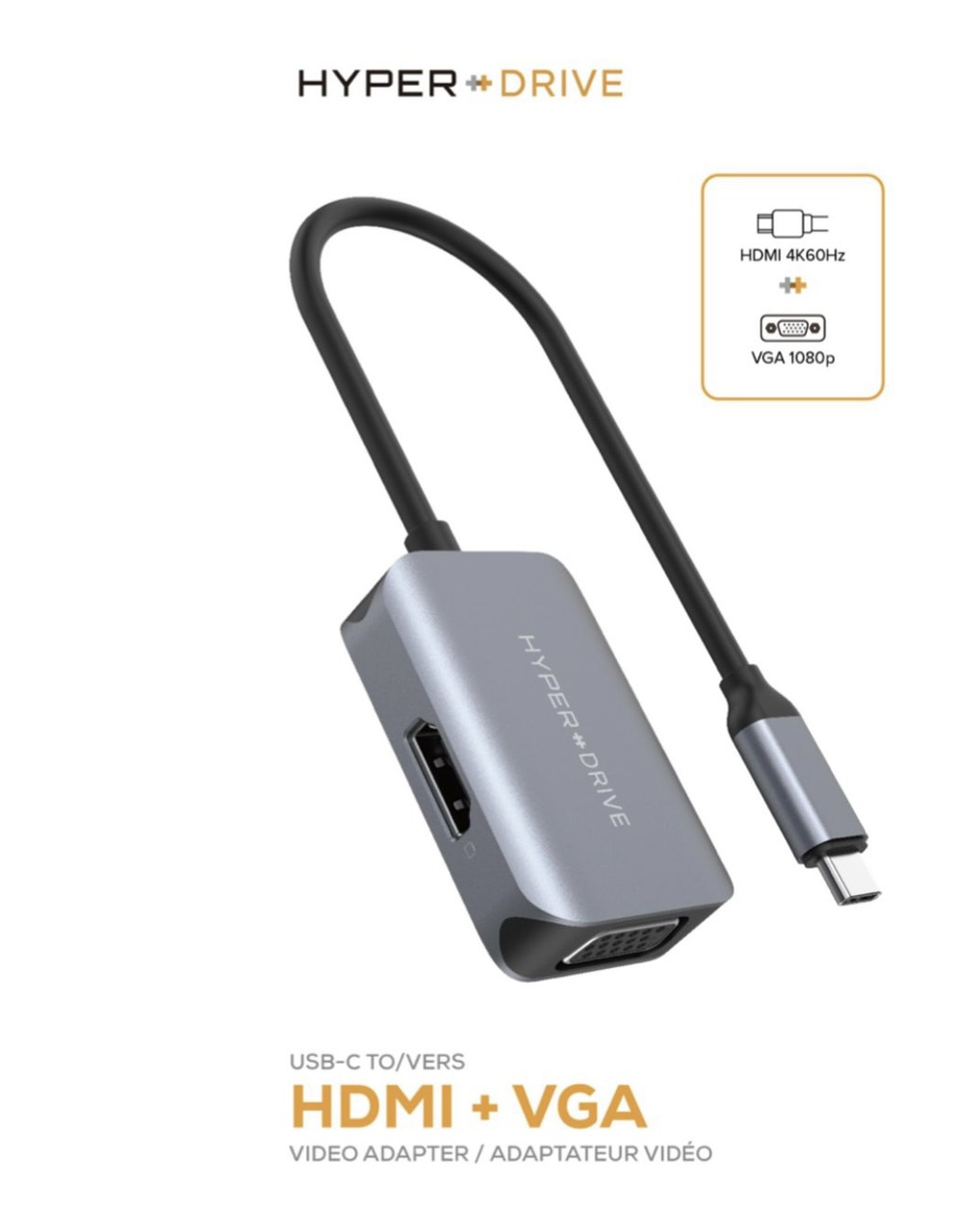 CỔNG CHUYỂN Hyper HyperDrive HDMI/VGA 4K 2 IN 1 HD-C2HV - Hàng chính hãng