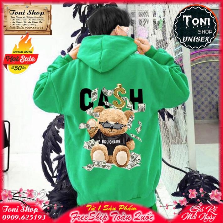 ÁO HOODIE CASH BEAR Nỉ Bông dày dặn - in Pet siêu đẹp và bền (HD4800 - Kèm Video Ảnh Thật) (TONI SHOP)