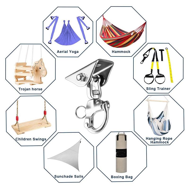 Đồng Hồ Nam Dây Thép Không Gỉ Móc Treo Cố Định Tấm Treo Ghế Võng Phụ Kiện 360 Xoay Móc Cố Định