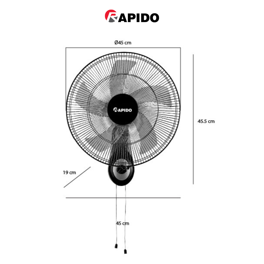 Quạt treo tường Rapido RWF – 16AWM cao cấp, chính hãng siêu êm - Hàng chính hãng