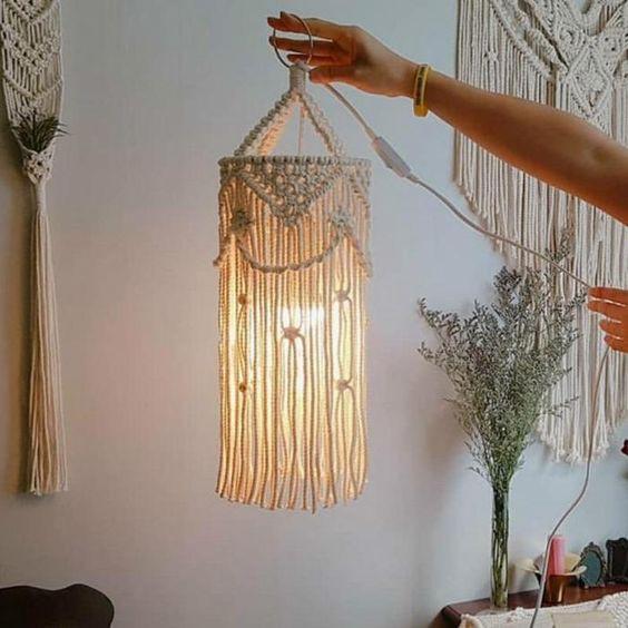 Chao đèn macrame 20cm - phong cách decor trang trí nhà cửa