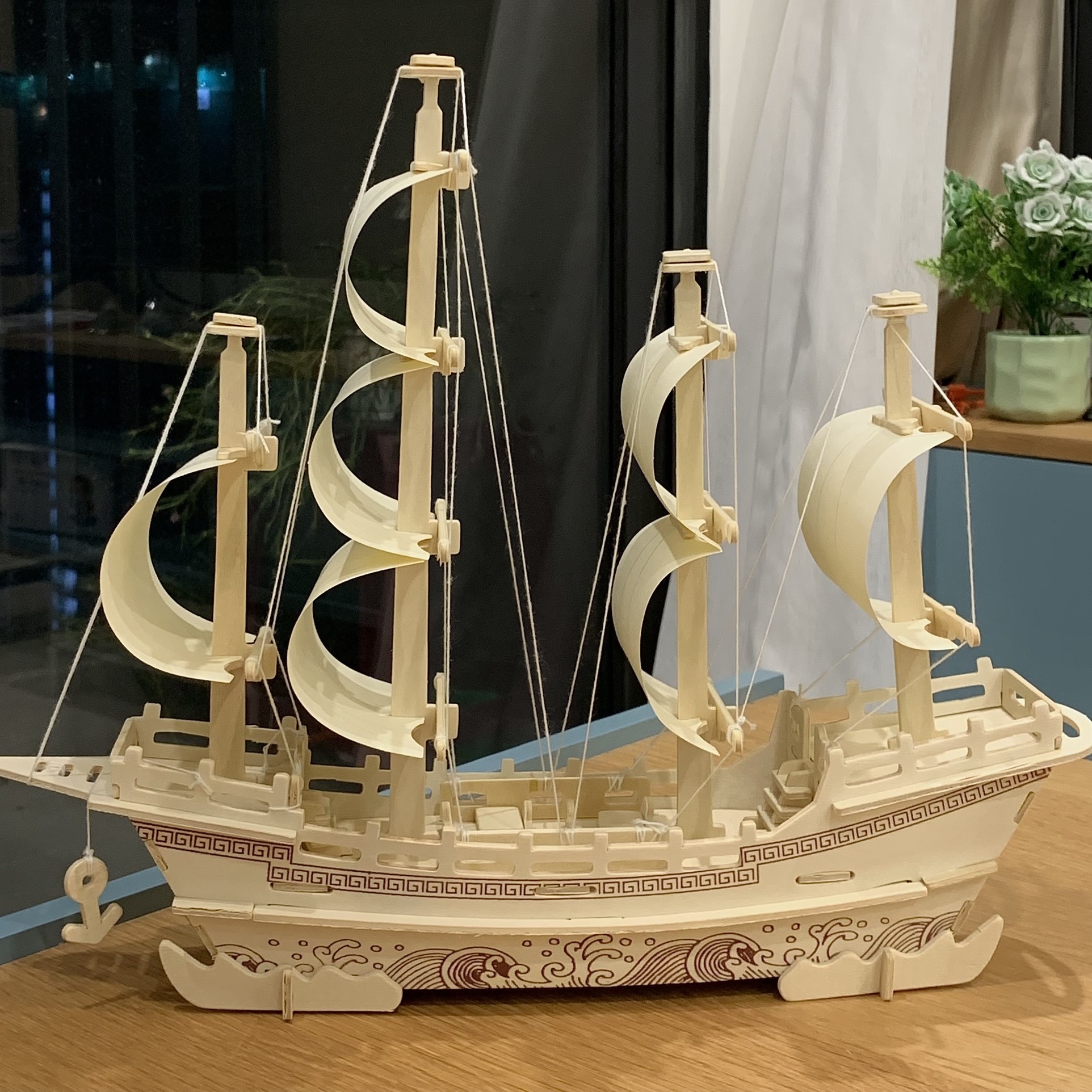 Đồ chơi lắp ráp gỗ 3D Mô hình Thuyền Thương Gia Merchant Ship