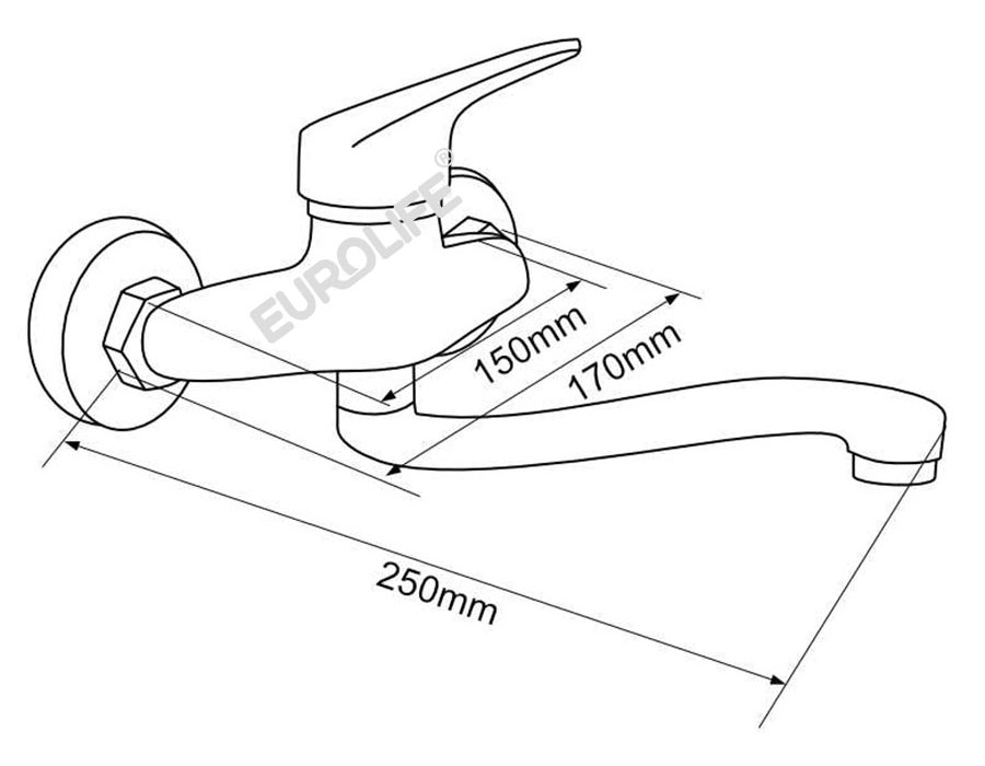 Vòi rửa chén nóng lạnh âm tường Đồng mạ Chrome Eurolife EL-T016AT (Trắng bạc)