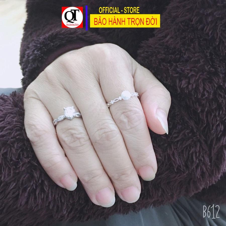 Nhẫn nữ ngọc size 5ly dáng nhỏ xinh gắn đá cao cấp phong cách thời trang trang sức Bạc Quang Thản – QTNU72