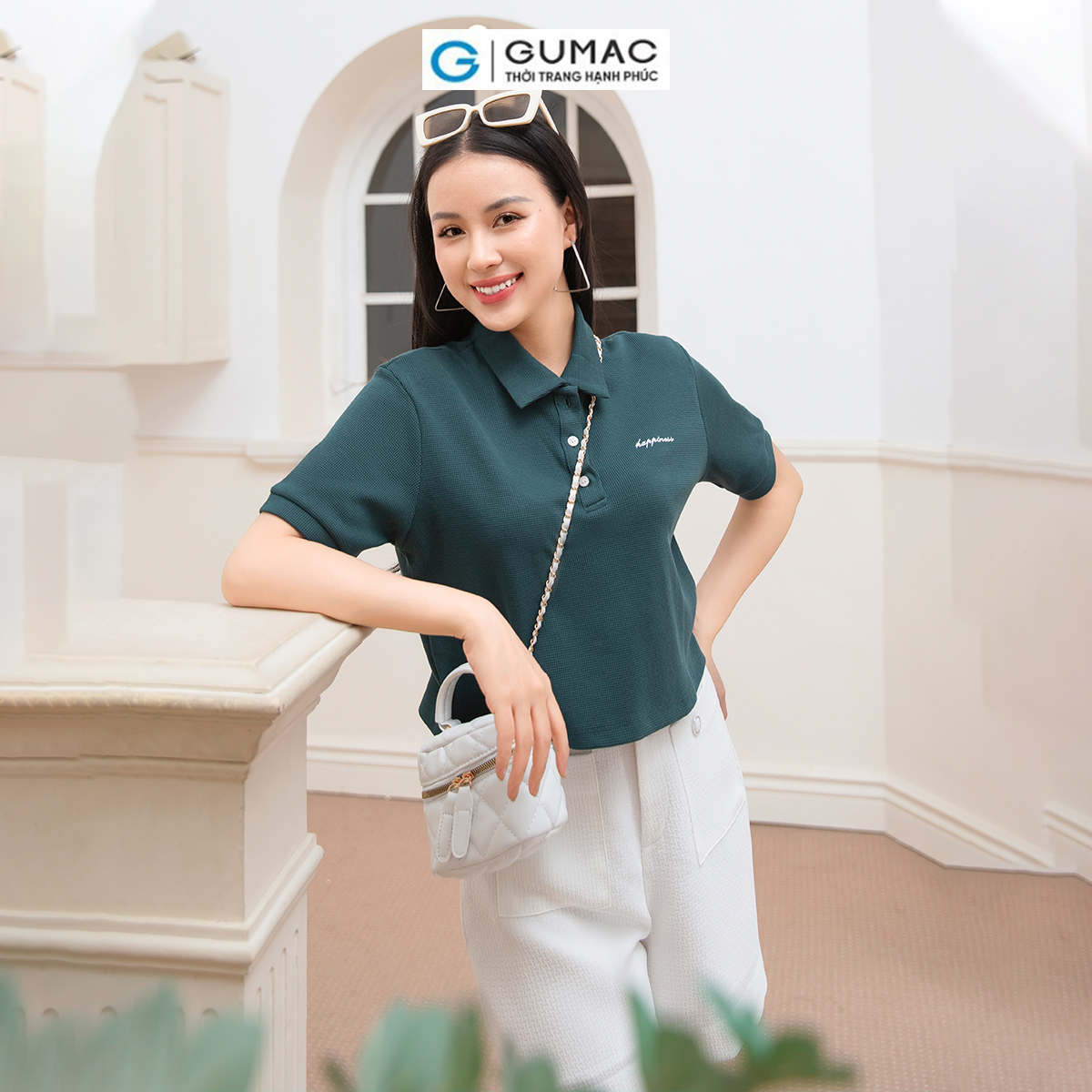 Áo polo thêu chữ thời trang GUMAC ATD10019