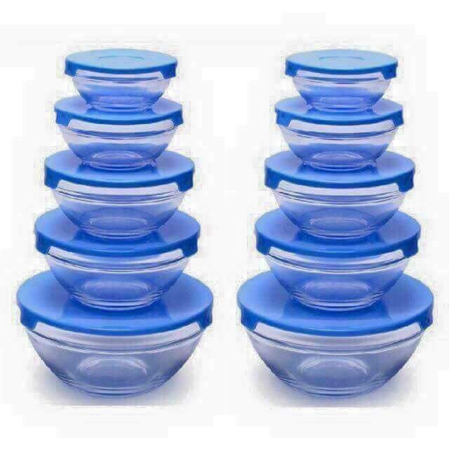 BỘ 5 BÁT THỦY TINH CÓ NẮP - JL