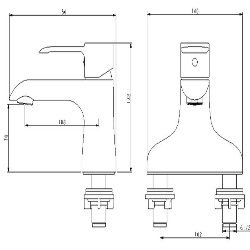 Vòi Lavabo nóng lạnh 2 chân Đồng mạ Chrome Eurolife EL-VIO03