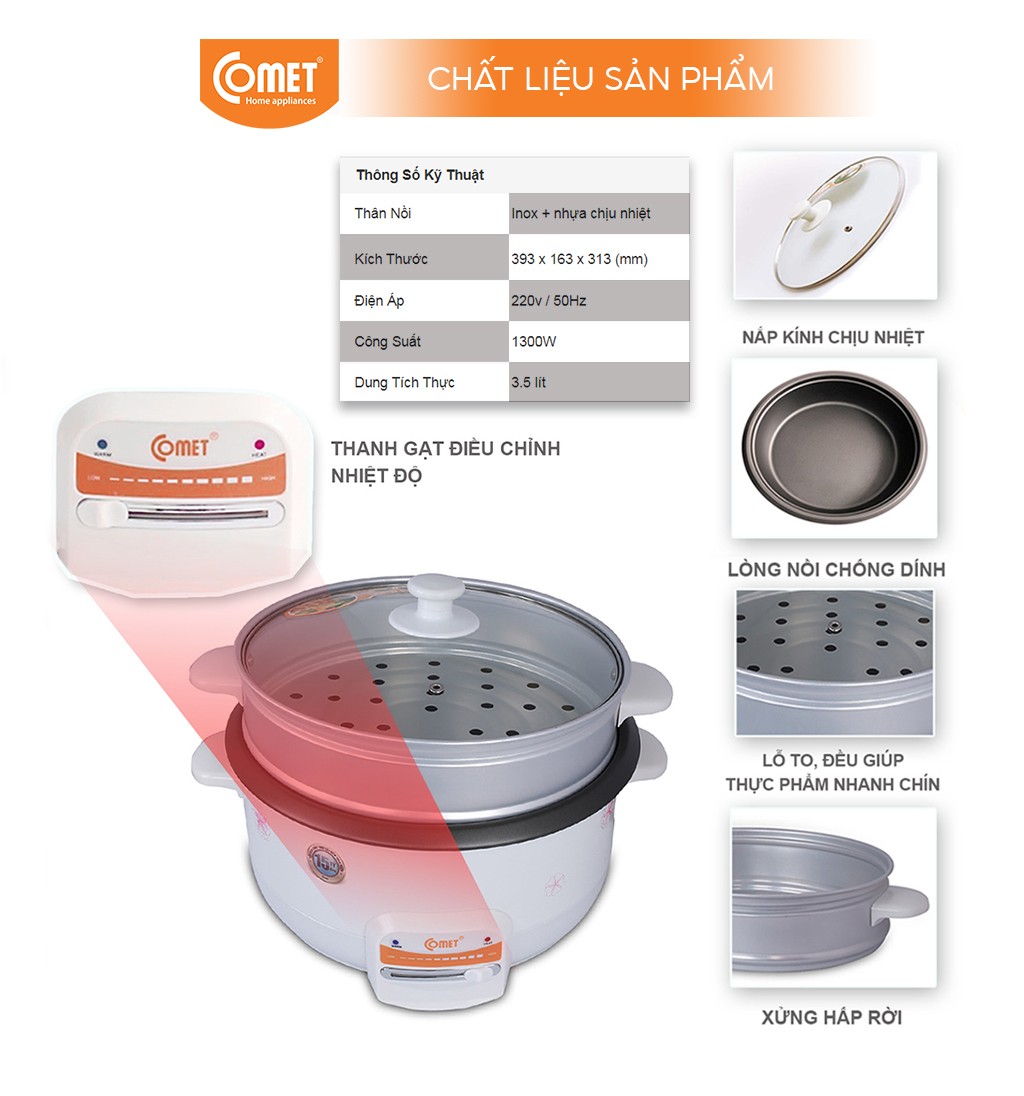 Lẩu Điện Comet CM7732 - Hàng Chính Hãng