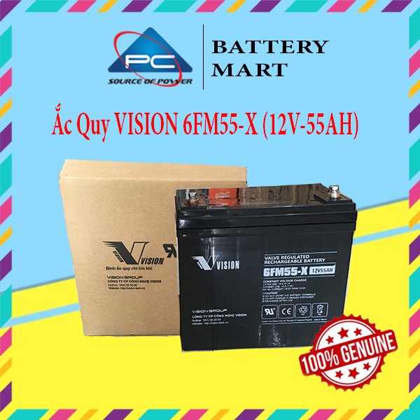 Ắc quy bộ lưu điện, ắc quy Vision 6FM55-X (12V-55AH), ắc quy viễn thông