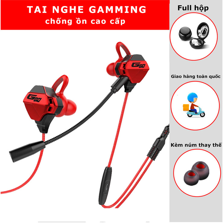 Tai Nghe Gaming Chống Ồn GM10 Cao Cấp Siêu Ngầu Dùng Cho Cả Máy Tính, Điện Thoại, Có Mic Rời - Hàng chính hãng