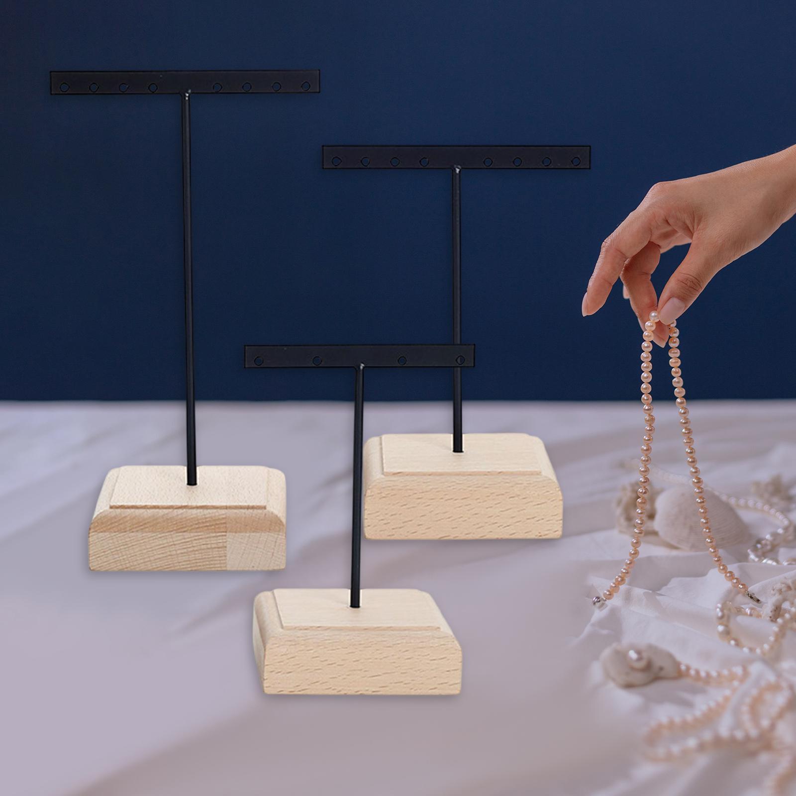 3x Earrings Display Stand Holder Wooden Base for Rings Tradeshow Shops
