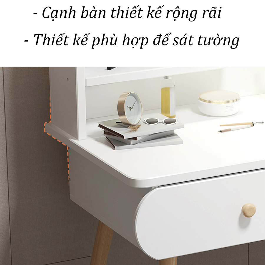 Bàn trang điểm đèn led Ak02 dùng để trang điểm decor Phong Cách Bắc Âu mặt bàn phủ melamine chống xước Chân Gỗ Tự Nhiên Kiểu Dáng Hiện Đại ANA