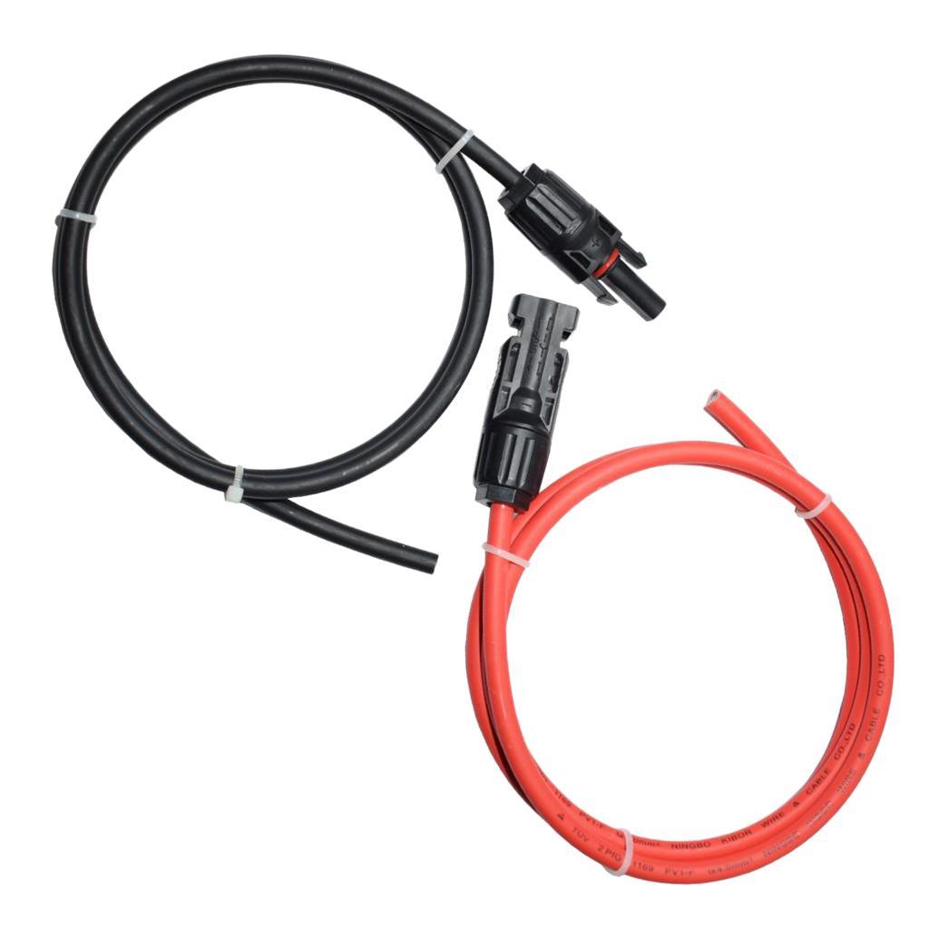 2Pieces 1M 10AWG Solar Panel Extension Cables w/ Female&Male Connector