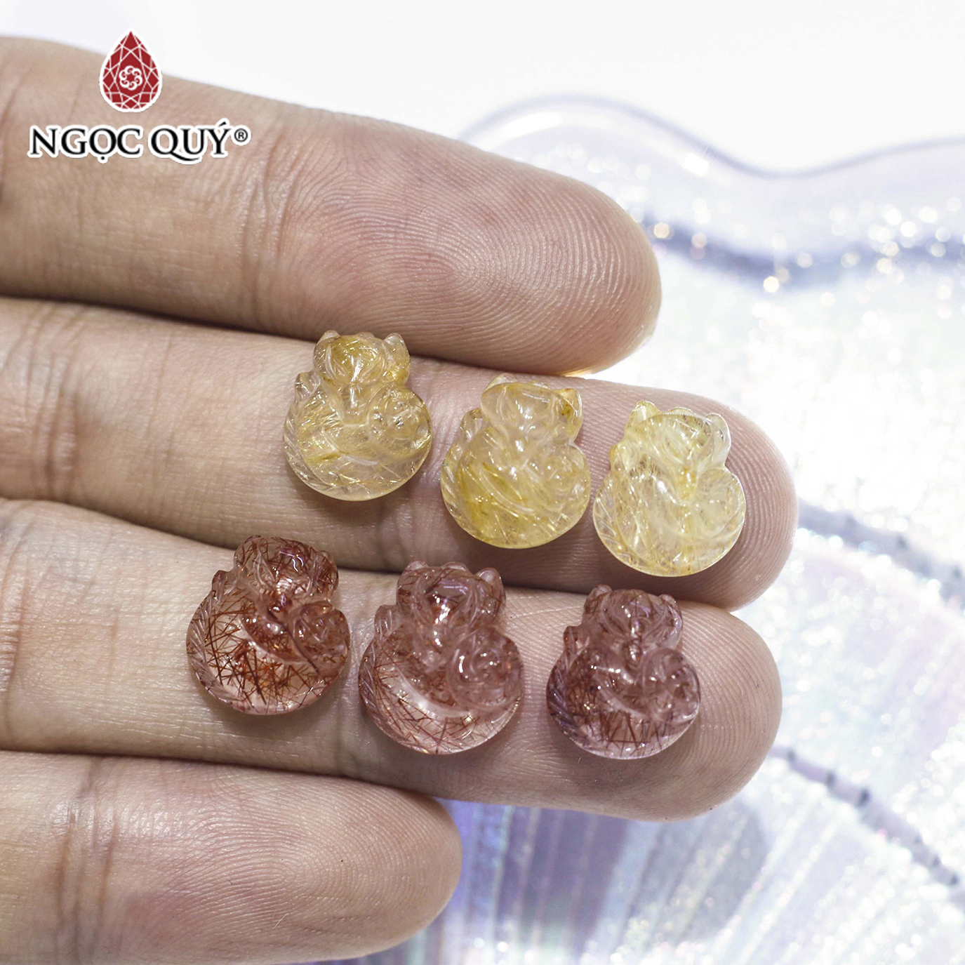 Mặt dây chuyển hồ ly thạch anh tóc 1.5cm - Ngọc Quý Gemstones