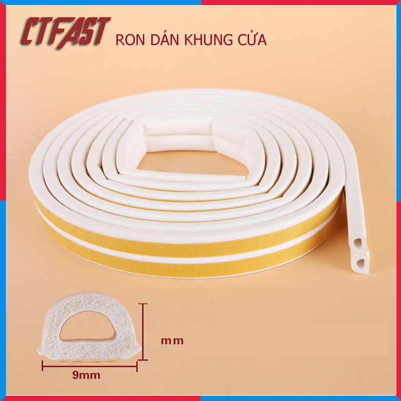 Cuộn 10 Mét Ron Dán Khung Cửa Giảm Tiếng Ồn Va Đập, Ngăn Bụi, Ngăn Côn Trùng Size  4 mm 6 mm 8 mm 10 mm - Hàng Chính Hãng