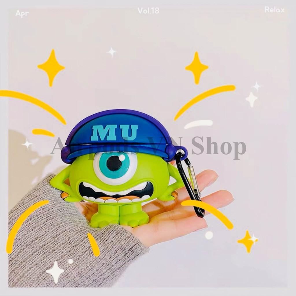 Bao Case Ốp dành cho Airpods 1/2 & Airpods Pro Monster mike xanh kute silicon cao cấp