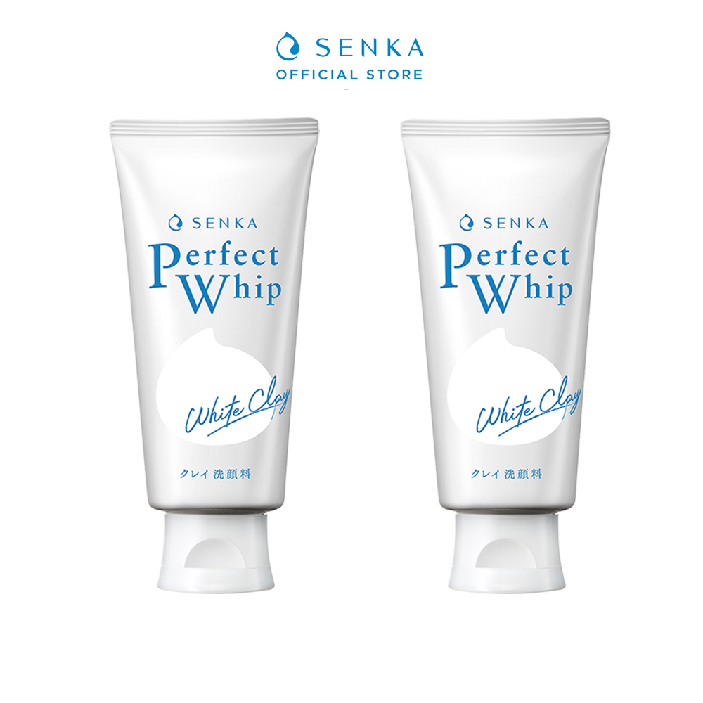 Combo 2 Sữa Rửa Mặt Tạo Bọt Chiết Xuất Đất Sét Trắng Senka Perfect White Clay 120g x 2