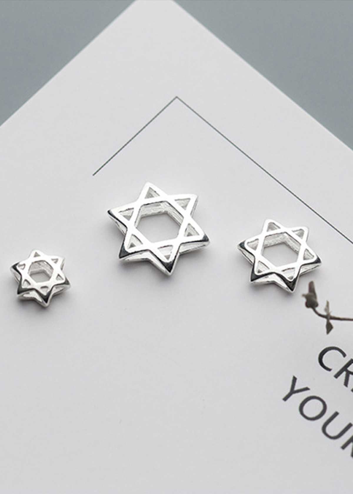 Combo charm bạc lồng hạt hình sao sáu cánh - Ngọc Quý Gemstones