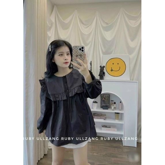 Áo Sơ Mi Cổ Bèo Tay Dài Phối Nút 4M