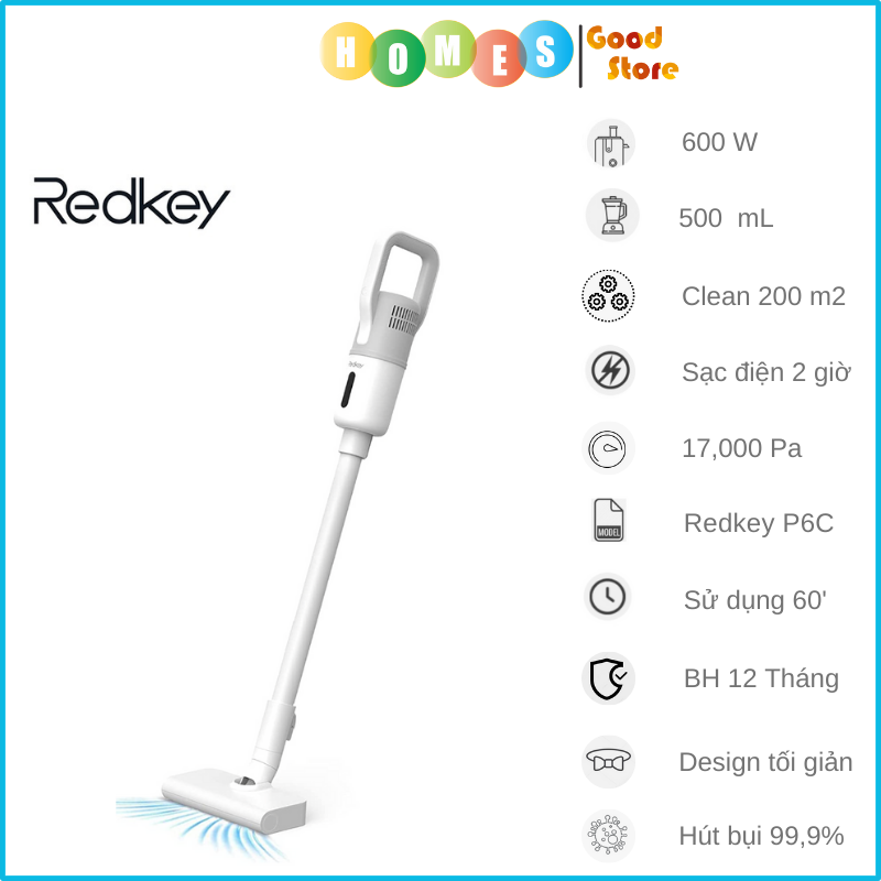 Máy Hút Bụi Không Dây Cầm Tay XIAOMI REDKEY P7 Lực Hút 22.000 Pa Công Suất 250 W - Hàng Chính Hãng