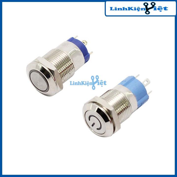 Nút Nhấn Đề Sắt Chống Nước Có Đèn Báo 12VDC-12mm Nhấn Nhả